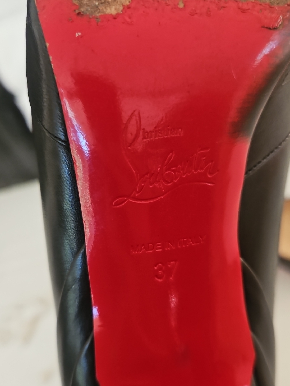 Christian Louboutin Black Leather Peep-Toe Pumps Red Sole Stiletto Heels - Picture 3 of 8